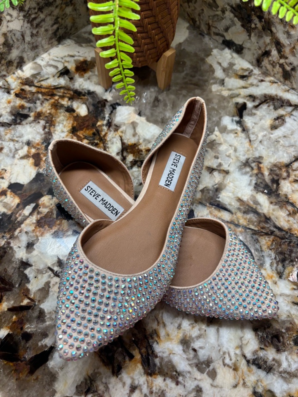 Steve Madden Elsie Crystal Pointed Toe Flats